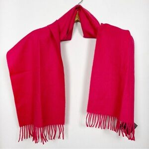 NWT Tumi Hot Pink Fringe 100% Baby Alpaca Scarf Luxury Wool